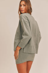 3 Piece Sweater Set with Crop Cami, Mini Skirt, Cardigan Mable
