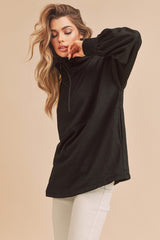 Exposed Seam Half Zip Drop Shoulder Sweatshirt Aemi + Co