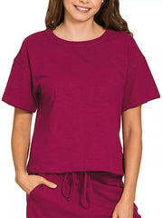 Cotton Slub Short Sleeve Tee and Pants Set ZENANA