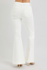 High Rise Front Patch Pocket Flare Jeans Risen