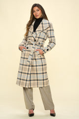 Double-Breasted Plaid Coat with Belt Coalition LA