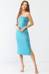 Geometric Print Strapless Side Slit Dress LE LIS Jade XS