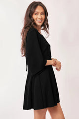 Solid Draped Sleeve Ties Back Skort Romper Davi & Dani
