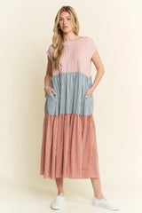 Plaid Color Block Midi Dress With Plus Size Jade By Jane