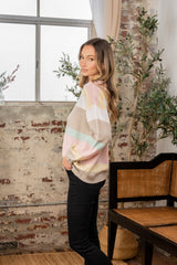 Color Block Round Neck Sweater Sew in Love