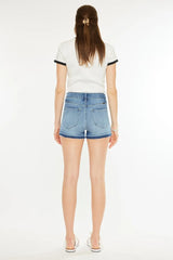 High Rise Release Hem Denim Shorts Kancan
