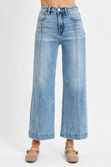 High Rise Crop Wide Leg Jeans With Plus Size Risen