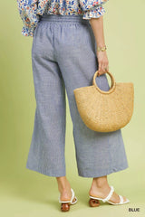 Linen Blend Striped Wide Leg Pants Umgee