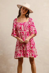 Aztec Woven Printed Contrast Binding Dress BiBi