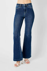 High Waist Angled Side Seam Detail Flare Jeans With Plus Size Judy Blue DK 0(24)