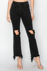 Distressed Raw Hem Jeans with Pockets Trendsi