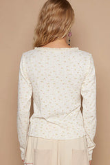 Floral V-Neck Long Sleeve T-Shirt POL