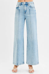 High Waist Wide Leg Pintuck Detailed Plus Size Risen Light 1(25)