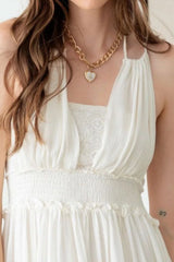 Laced Open Back Ruffle Tiered Dress Mustard Seed