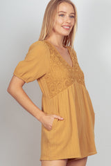 Puff Sleeve Lace Detail Romper with Pockets Very J