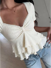 Sweetheart Neck Layered Ruffle Top Simmer & Fay