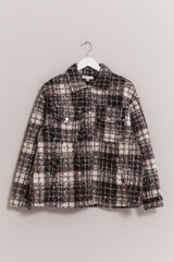Plaid Button Up Boucle Jacket HYFVE