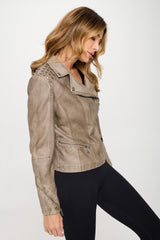 Studded Classic Moto Faux Leather Jacket Coalition LA
