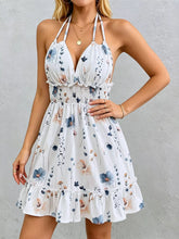 Floral Print Halter Neck Mini Dress Simmer & Fay White XS
