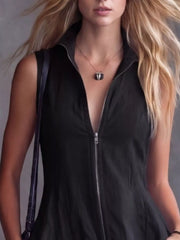Full Size High-Low Ruffled Zip Front Dress Plus Size Simmer & Fay