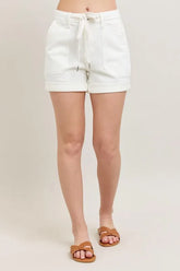 High Waist Cuff Denim Shorts Judy Blue WHT S