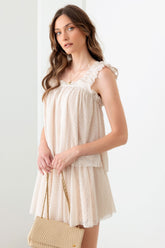 Sheer Pin Dot Tank and Elastic Waist Skirt Set Mustard Seed Natural S