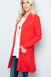 Open Front Cardigan with Pockets Celeste Lt Coral S