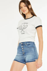 High Rise Release Hem Denim Shorts Kancan