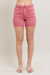 Pink Back Pocket Embroidery Shorts Judy Blue ROSE S