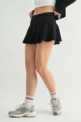 Ribbed Foldover Waist Skort Mono B