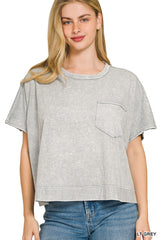 Zenana Halo Snow Washed Boxy Top & Shorts Set Trendsi