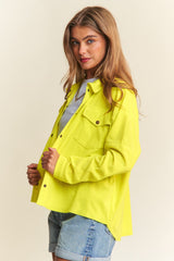 Snap Down Long Sleeve High Low Shacket J.NNA