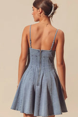 A Line Fit and Flare Denim Mini Dress So Me