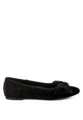Pothos Luxurious Velvet Bow Ballerinas Rag Company