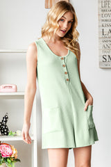 Ribbed Sleeveless Scoop Neck Wide Strap Romper Heimish