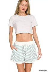 Stripe Contrast Trim Top & Shorts Set ZENANA