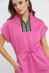 Dolman Sleeve Zip Detail Dress Umgee