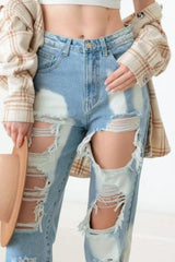 Frayed Cut Distressed Jeans Litz LA