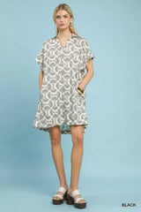 Printed Button Front Shirt Dress Umgee