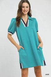 Color Block Zip Front Shift Dress Umgee JADE S