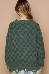 Checkered Distressed Edge Sweater POL