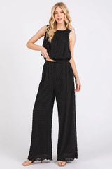 Textured Stretchy Crop Tank and Pants Set Mittoshop