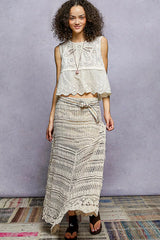 Boho Crochet Knit Maxi Skirt POL