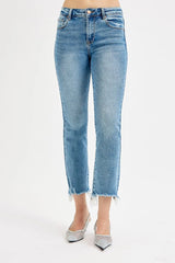 High Rise Crop Straight Slim Jeans With Plus Size Risen MEDIUM 0