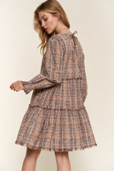Washed Frayed Tiered Long Sleeve Plaid Dress And the Why