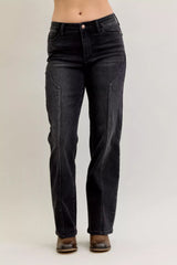 Mid Rise Straight Western Seam Detail Jeans Judy Blue