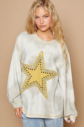 Washed Star Patch With Studded Top POL Grey Multi S