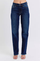 Raw Hem Straight Leg Jeans Judy Blue Dark 0(24)