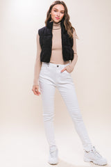 Corduroy Zip Up Puffer Vest with Pockets Love Tree