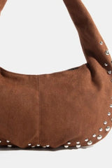 Hobo Metallic Studded Faux Suede Hand Bag Fame